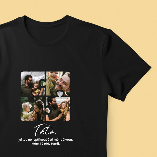 Fotokoláž: Puzzle Fotky Pro Tátu - Pánské Tričko