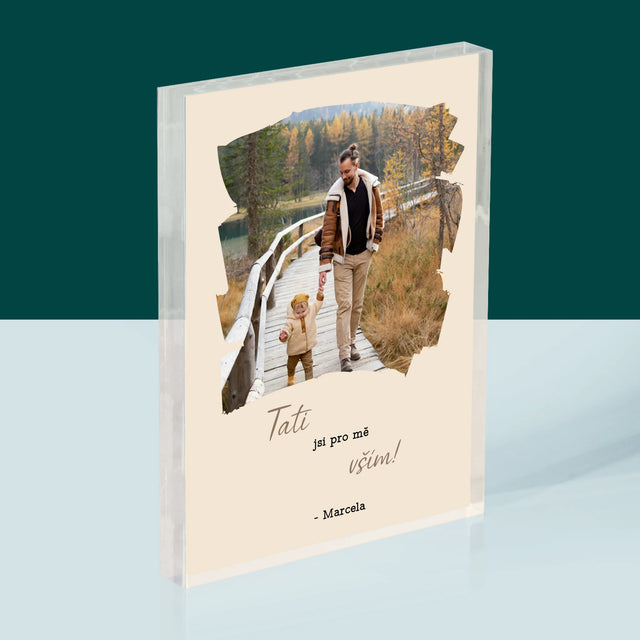 Fotka A Textem: Blahopřání Pro Tátu - Akrylový Blok