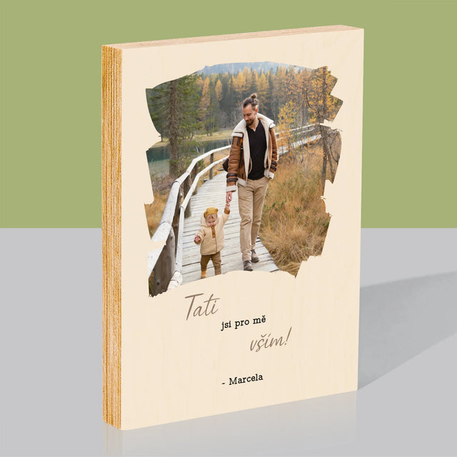 Fotka A Textem: Blahopřání Pro Tátu - Tisk Na Dřevo