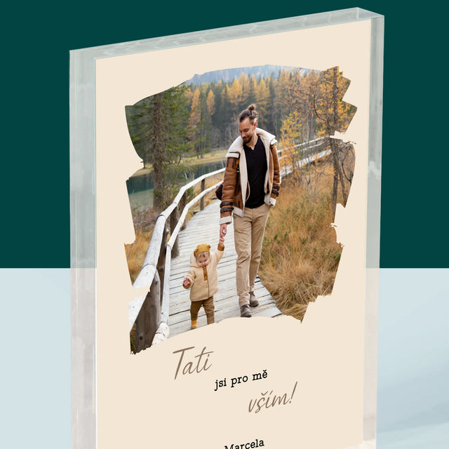 Fotka A Textem: Blahopřání Pro Tátu - Akrylový Blok