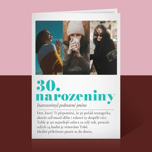 Fotokoláž: 30. Narozeniny Definice - Přání
