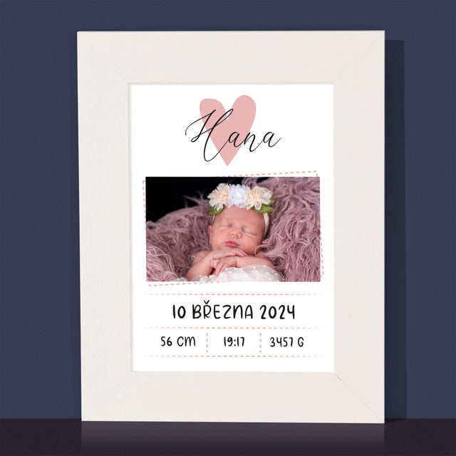 Údaje O Narození Ditěte: Údaje O Narození Srdce Dívka - Fotorámeček