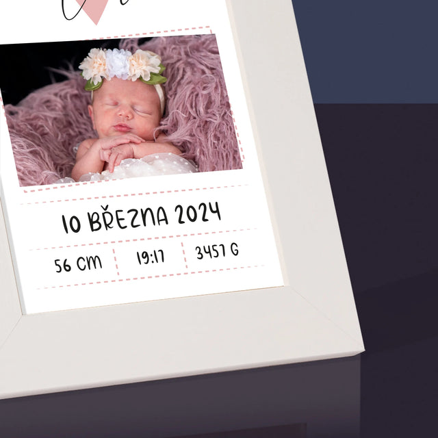 Údaje O Narození Ditěte: Údaje O Narození Srdce Dívka - Fotorámeček