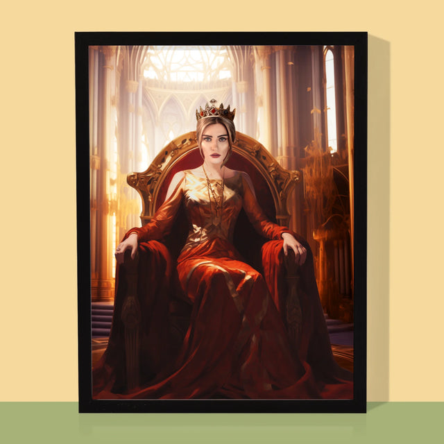 Královský Portrét: Královna V Trůnním Sále: Královský Portrét - Tisk V Rámečku