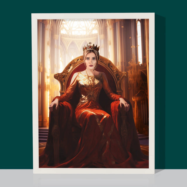 Královský Portrét: Královna V Trůnním Sále: Královský Portrét - Tisk V Rámečku