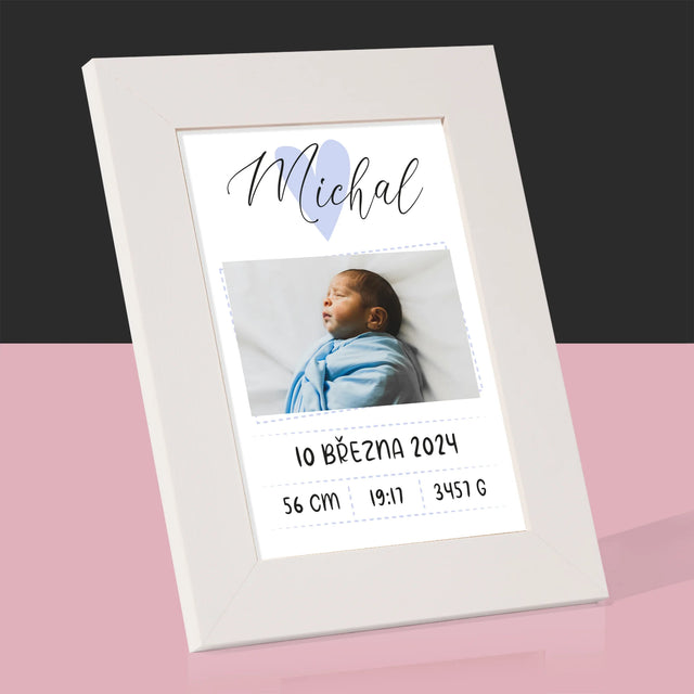 Údaje O Narození Ditěte: Údaje O Narození Srdce Chlapec - Fotorámeček