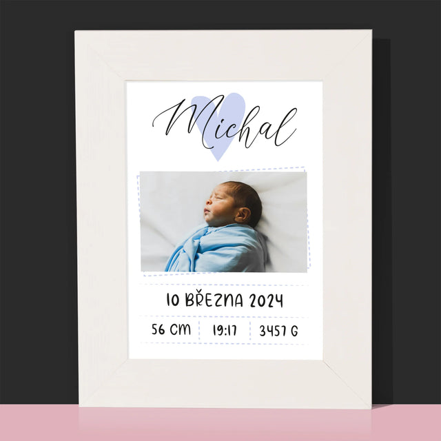 Údaje O Narození Ditěte: Údaje O Narození Srdce Chlapec - Fotorámeček