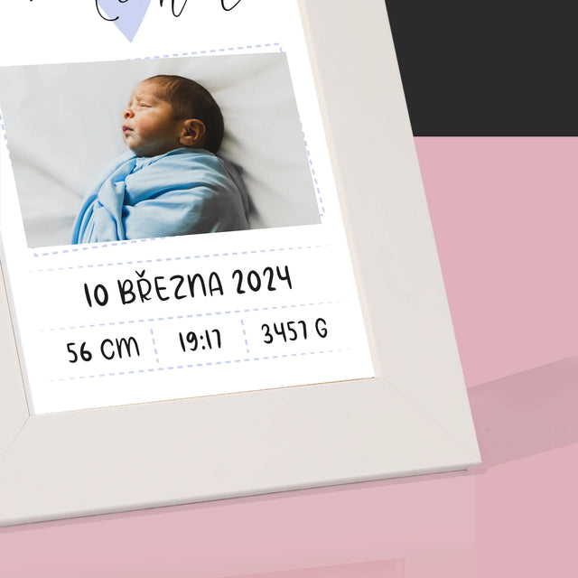 Údaje O Narození Ditěte: Údaje O Narození Srdce Chlapec - Fotorámeček