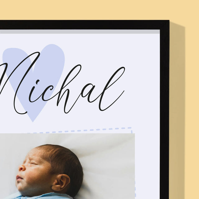 Údaje O Narození Ditěte: Údaje O Narození Srdce Chlapec - Tisk V Rámečku