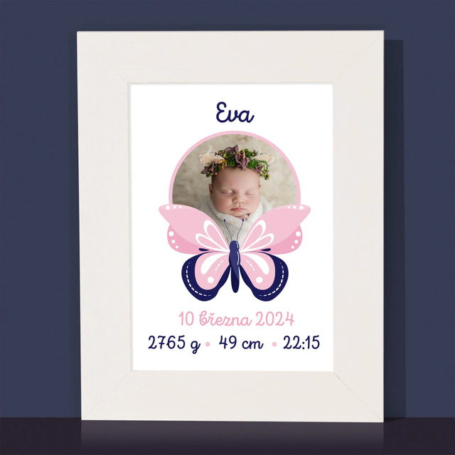 Údaje O Narození Ditěte: Rodný List Motýlek - Fotorámeček