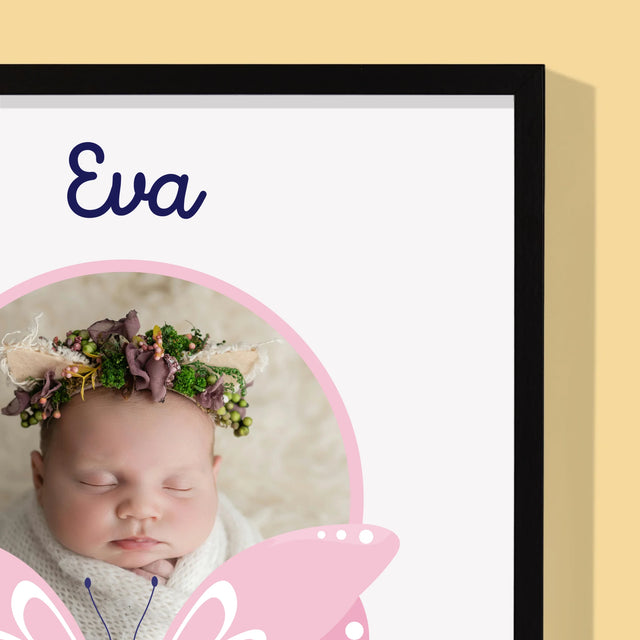 Údaje O Narození Ditěte: Rodný List Motýlek - Tisk V Rámečku