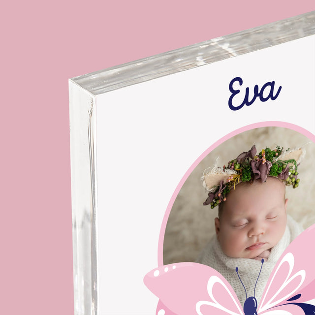 Údaje O Narození Ditěte: Rodný List Motýlek - Akrylový Blok