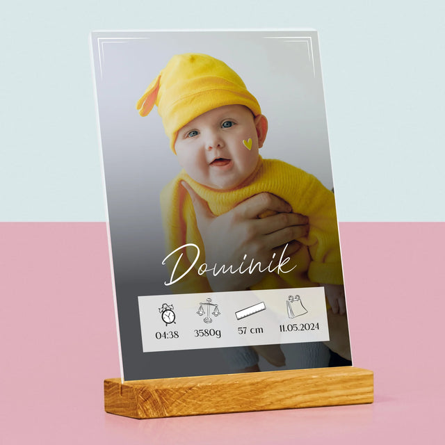 Údaje O Narození Ditěte: Údaje O Narození Rámeček - Tisk Na Akrylovém Skle