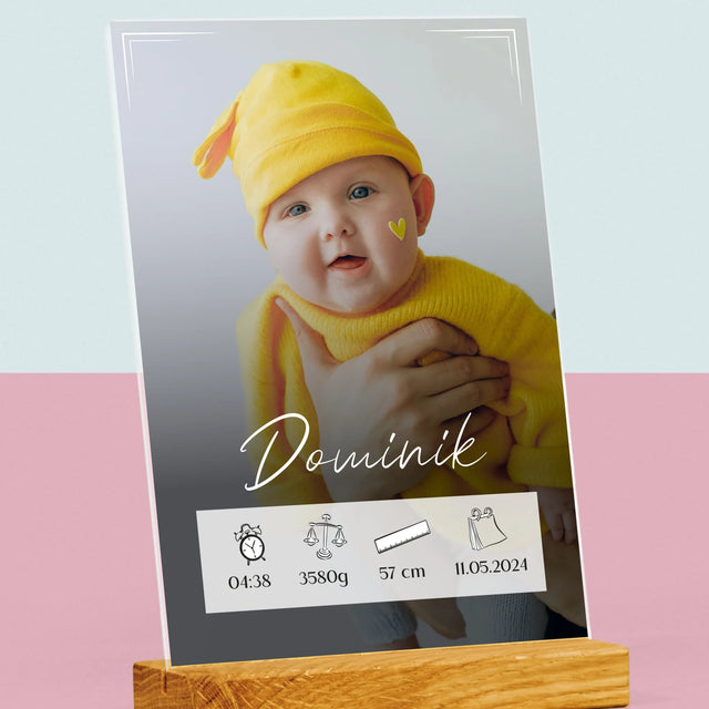 Údaje O Narození Ditěte: Údaje O Narození Rámeček - Tisk Na Akrylovém Skle