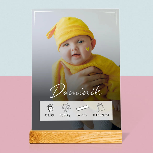 Údaje O Narození Ditěte: Údaje O Narození Rámeček - Tisk Na Akrylovém Skle