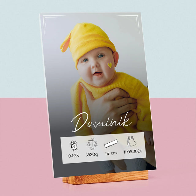 Údaje O Narození Ditěte: Údaje O Narození Rámeček - Tisk Na Akrylovém Skle