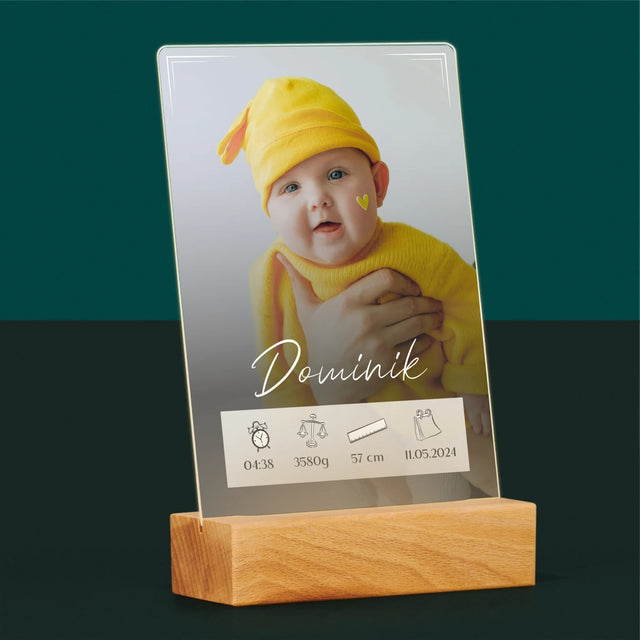 Údaje O Narození Ditěte: Údaje O Narození Rámeček - Tisk Na Akrylovém Skle