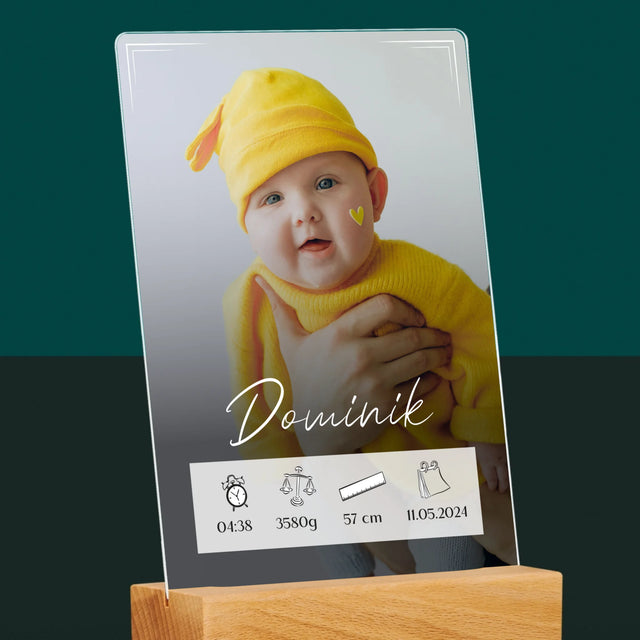 Údaje O Narození Ditěte: Údaje O Narození Rámeček - Tisk Na Akrylovém Skle