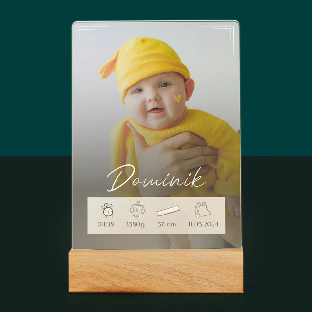 Údaje O Narození Ditěte: Údaje O Narození Rámeček - Tisk Na Akrylovém Skle