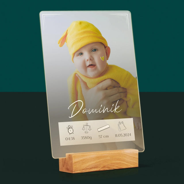 Údaje O Narození Ditěte: Údaje O Narození Rámeček - Tisk Na Akrylovém Skle