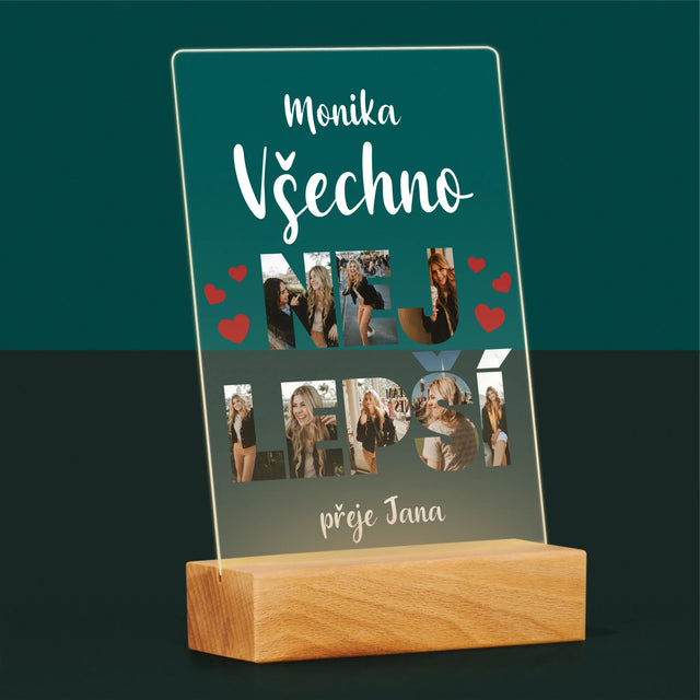 Slovo Z Fotek: Všechno Nejlepší - Tisk Na Akrylovém Skle