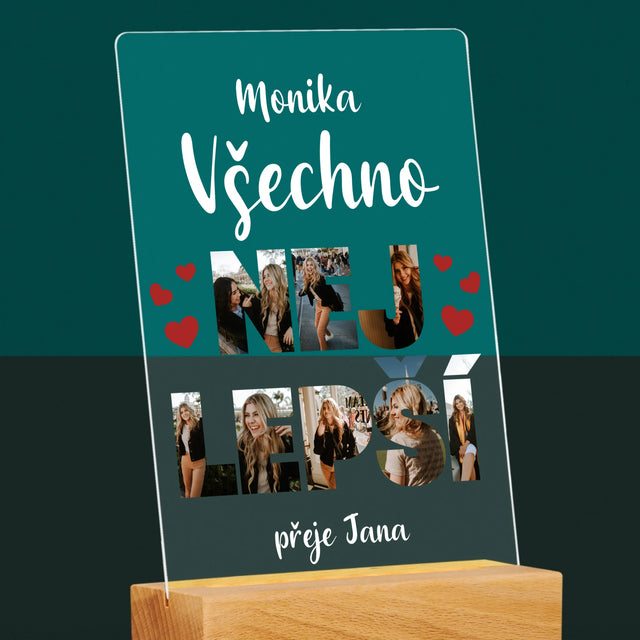 Slovo Z Fotek: Všechno Nejlepší - Tisk Na Akrylovém Skle