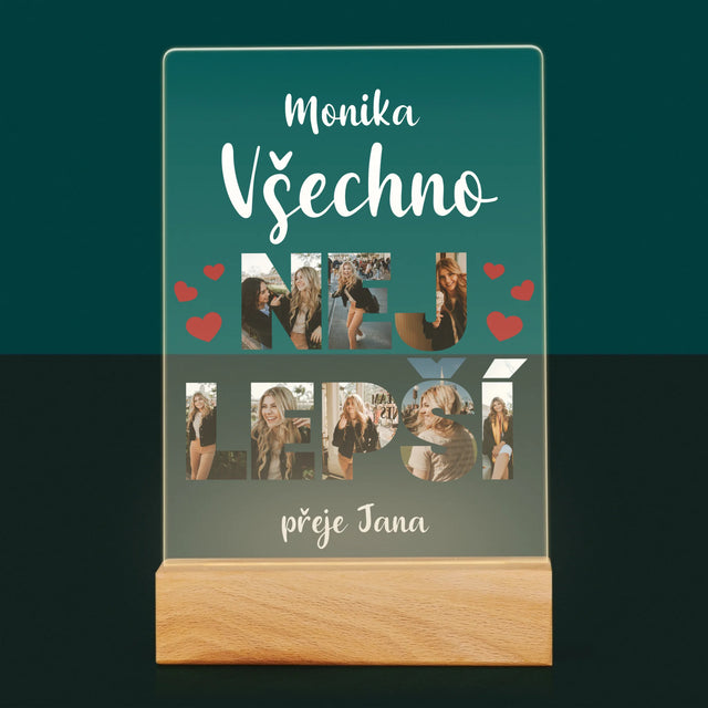 Slovo Z Fotek: Všechno Nejlepší - Tisk Na Akrylovém Skle