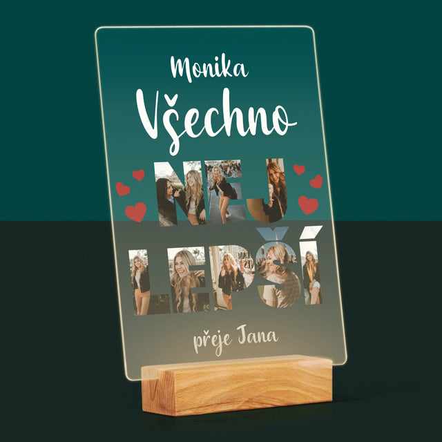 Slovo Z Fotek: Všechno Nejlepší - Tisk Na Akrylovém Skle