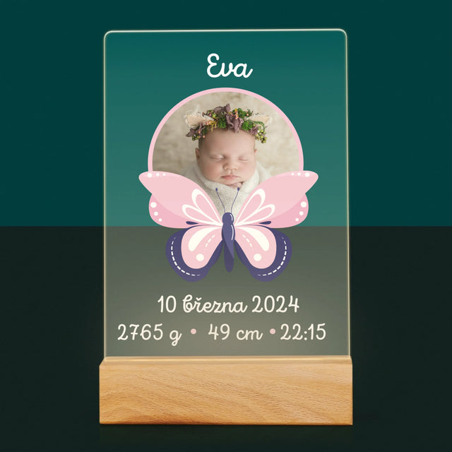 Údaje O Narození Ditěte: Rodný List Motýlek - Tisk Na Akrylovém Skle