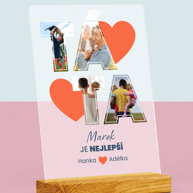 Fotokoláž: Táta Je Nejlepší - Tisk Na Akrylovém Skle