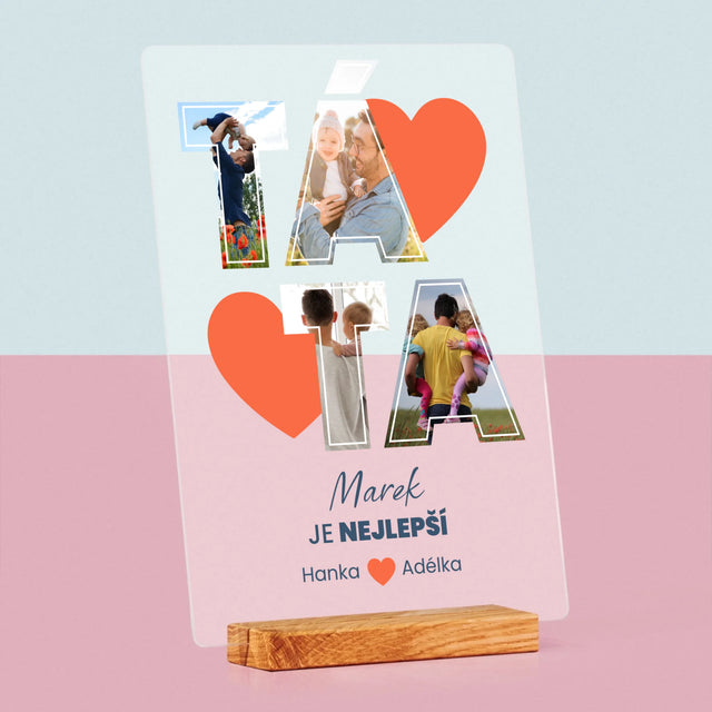 Fotokoláž: Táta Je Nejlepší - Tisk Na Akrylovém Skle