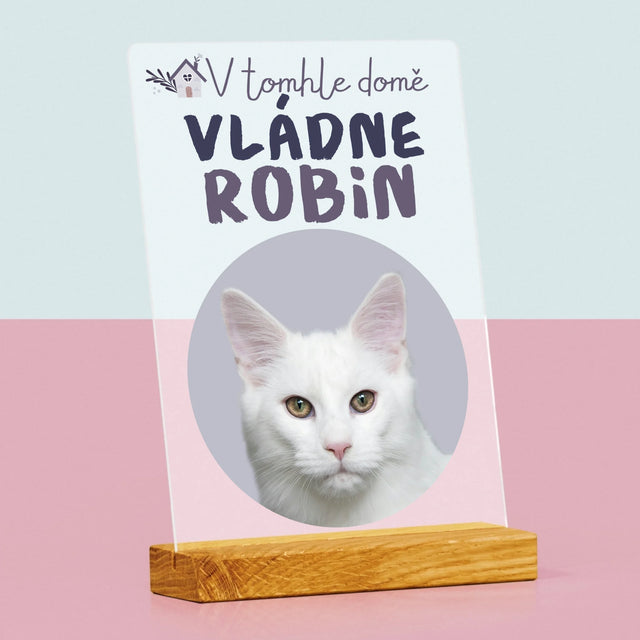 Fotka A Textem: V Tomhle Domě Vládne Mazlíček - Tisk Na Akrylovém Skle