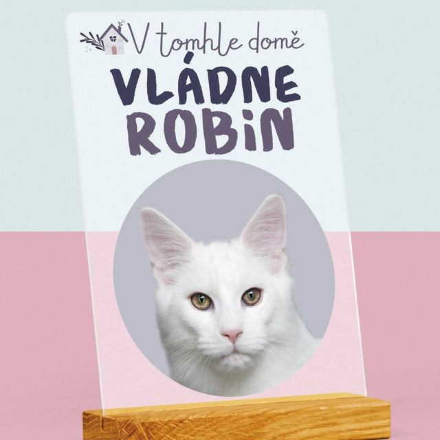Fotka A Textem: V Tomhle Domě Vládne Mazlíček - Tisk Na Akrylovém Skle