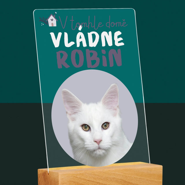 Fotka A Textem: V Tomhle Domě Vládne Mazlíček - Tisk Na Akrylovém Skle