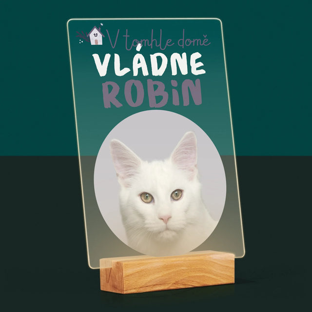 Fotka A Textem: V Tomhle Domě Vládne Mazlíček - Tisk Na Akrylovém Skle