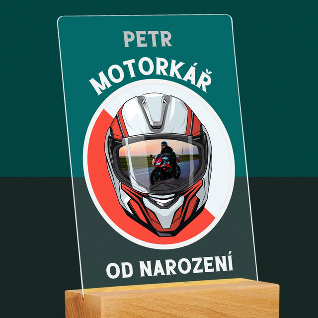 Fotka A Textem: Motorkář Od Narození - Tisk Na Akrylovém Skle