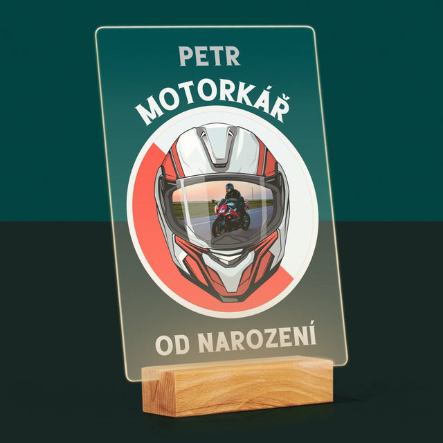 Fotka A Textem: Motorkář Od Narození - Tisk Na Akrylovém Skle