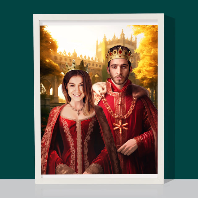 Královský Portrét: Král A Královna: Královský Portrét - Tisk V Rámečku