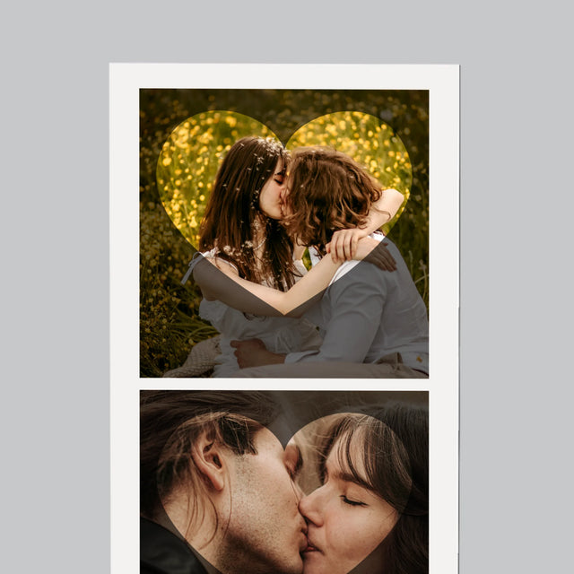 Fotka S Textem: Zamilovaní Srdce - Magnet - Obdelník