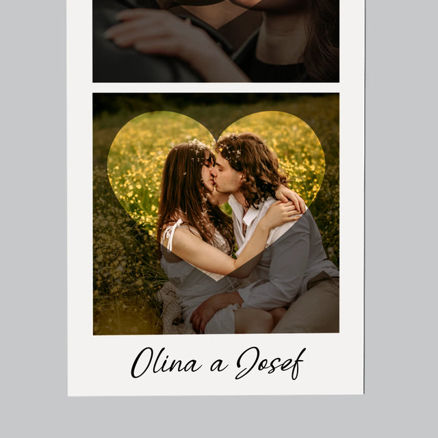 Fotka S Textem: Zamilovaní Srdce - Magnet - Obdelník