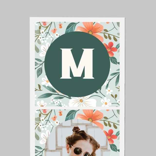 Fotokoláž: Květinový Monogram - Magnet - Obdelník