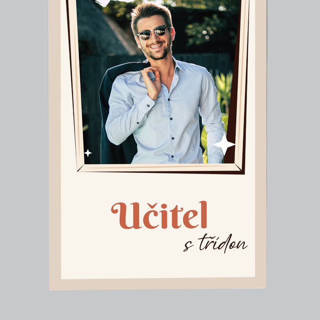 Fotka S Textem: Učitel S Třídou - Magnet - Obdelník