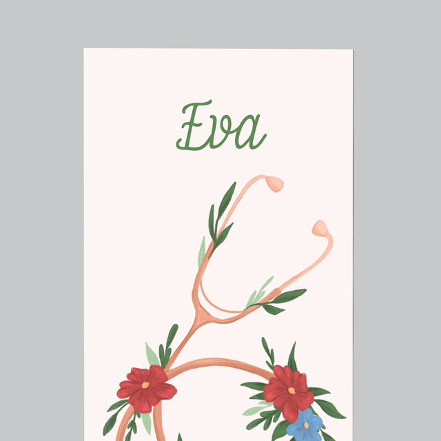 Fotka S Textem: Stetoskop Květiny - Magnet - Obdelník