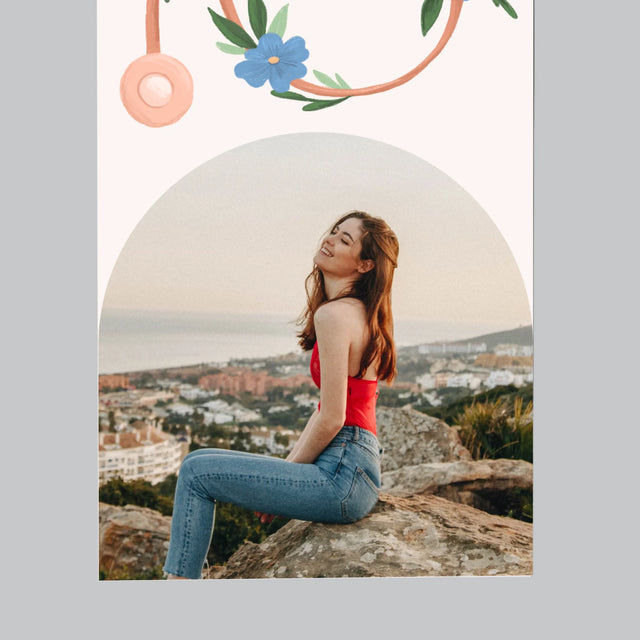 Fotka S Textem: Stetoskop Květiny - Magnet - Obdelník