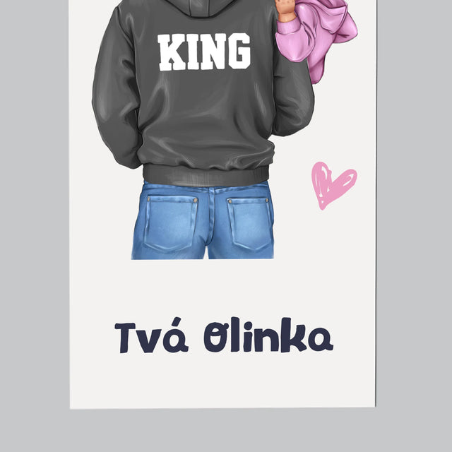 Designér Postav: Táta S Dítětem - Magnet - Obdelník