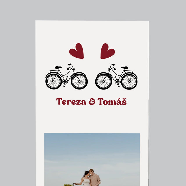 Fotka S Textem: Pár Na Kole - Magnet - Obdelník