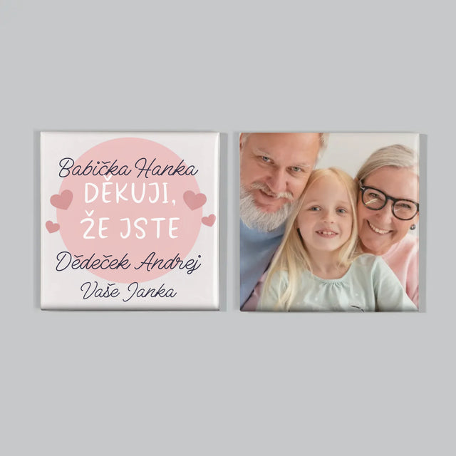 Fotka S Textem: Poděkování Pro Prarodiče - Sada Magnetů