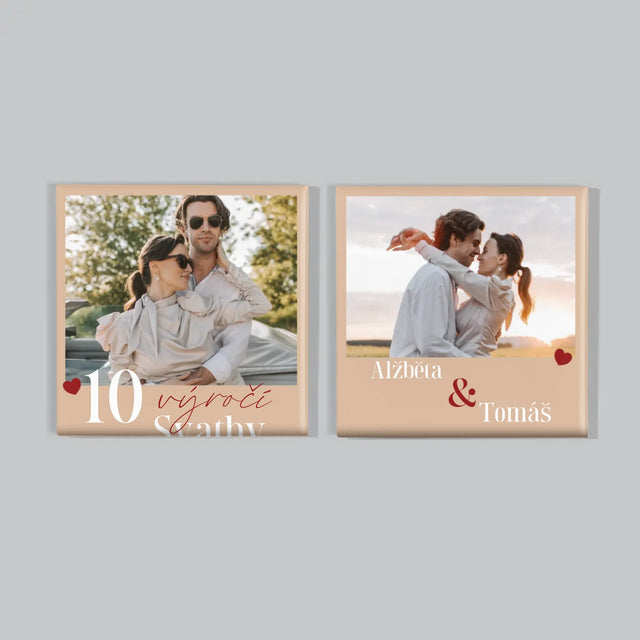 Fotka S Textem: Výročí Srdíčka - Sada Magnetů