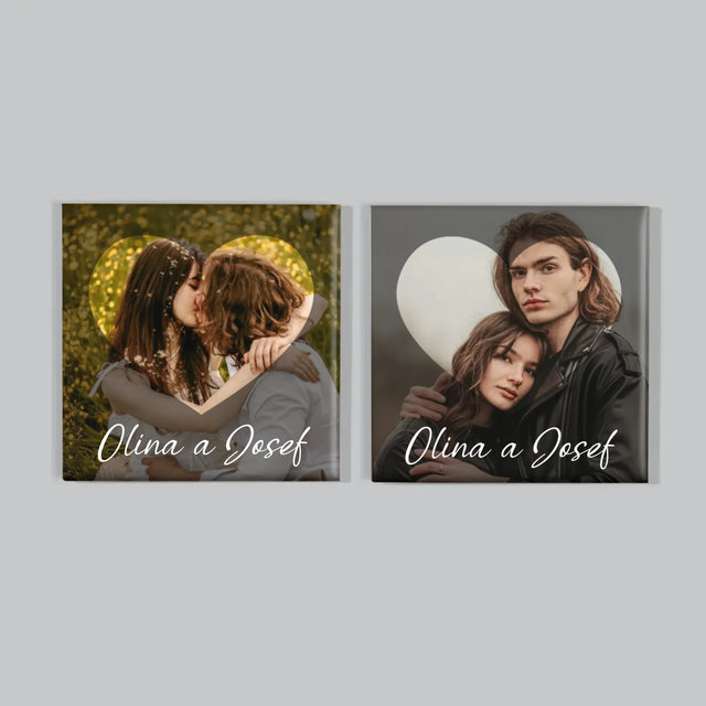 Fotka S Textem: Zamilovaní Srdce - Sada Magnetů