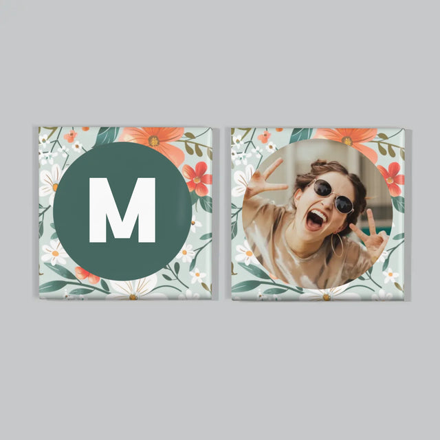 Fotokoláž: Květinový Monogram - Sada Magnetů